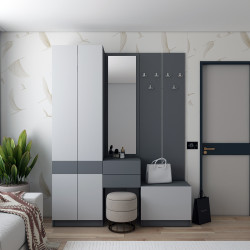 Hallway Sola Graphite/Gray chipboard / mirror 165x40x215 (42005146)